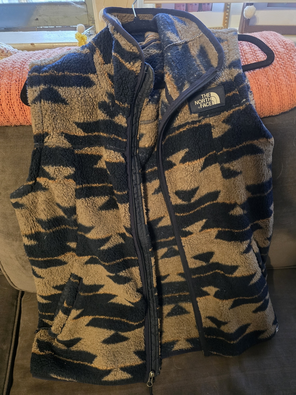 The North Face Woman's Tan & Black Fleece Vest